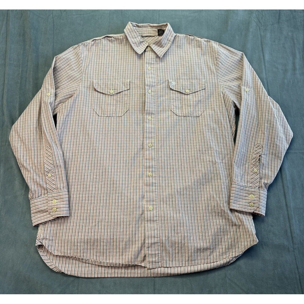 Timberland Button Shirt Long Sleeve Plaid Multicolor Men's Large Cotton STAIN